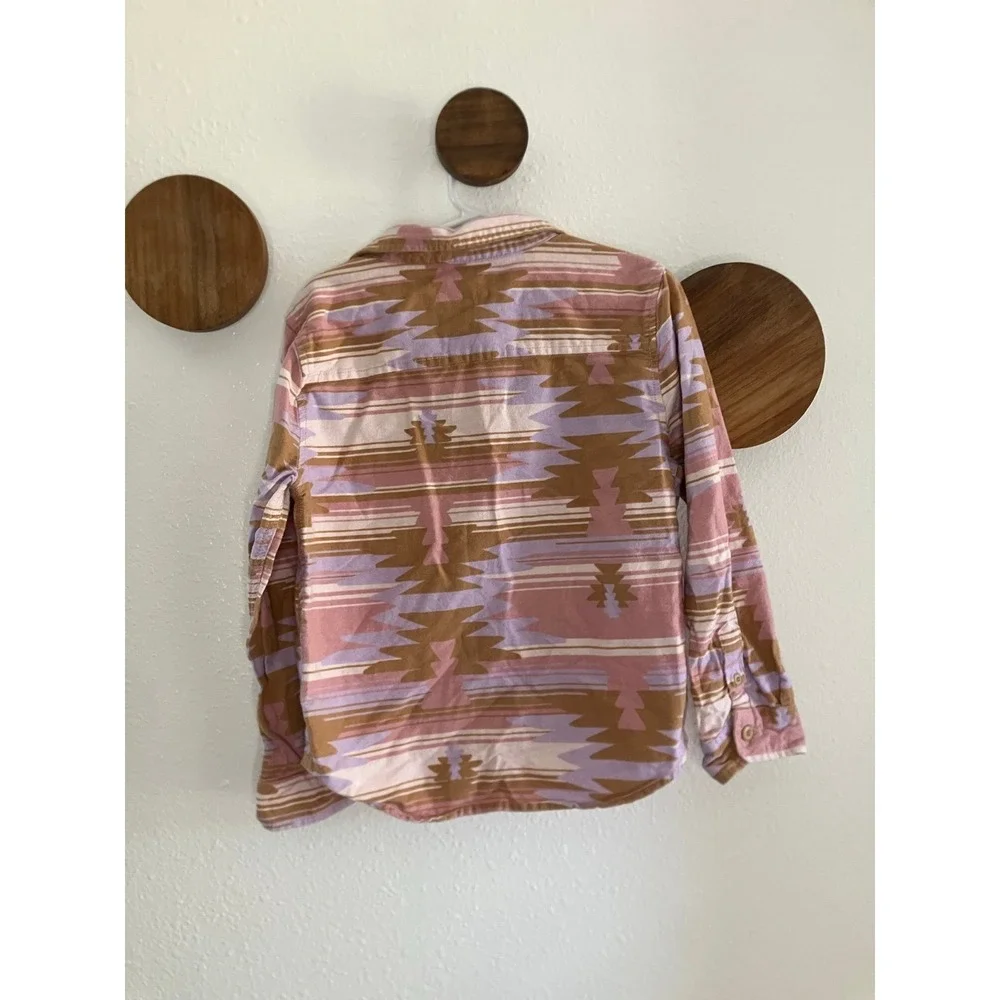 Cotton On Aztec Western Print Button‎ Up Long Sleeve Shirt Size 7